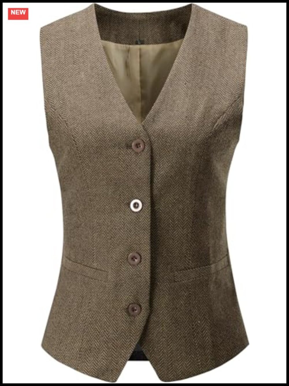 Women's Fully Lined 4 Button Dressy Suit Vest Waistcoat Slim Fit